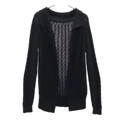 Yohji Yamamoto ヨウジヤマモト コットン 長袖 ニット カーディガン 2 ブラック ボタンレス レディース 古着のサムネイル
