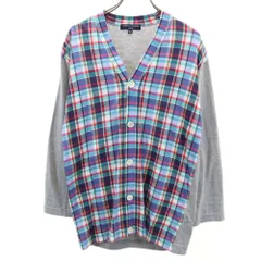 COMME des GARCONS HOMME コムデギャルソンオム 2011年製 日本製 チェック柄切替 7分袖 Vネック カーディガン S グレー 他 メンズ 古着のサムネイル