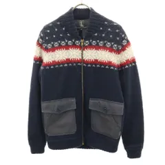 HYSTERIC GLAMOUR ヒステリックグラマー ノルディック柄 ニットジャケット S ネイビー ブルゾン メンズ 古着のサムネイル