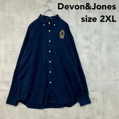 Devon&Jones デボンアンドジョーンズ ボタンダウンシャツ 長袖 ネイビー 2XL 大きいサイズ 刺繍ロゴ 古着 コットン100% 企業ロゴ ビッグシルエット オーバーサイズ ゆったり アメカジ カジュアル シャツ トップス メンズ ★ ■◇ ◇■のサムネイル