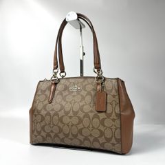 美品 COACH コーチ 2way トートバッグ シグネチャー クリスティー キャリーオール ショルダーバッグ ブラウン レザーのサムネイル