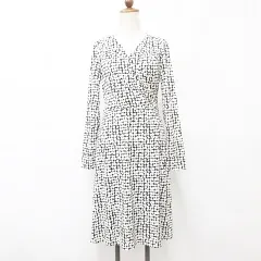22オクトーブル 22 OCTOBRE ワンピース チュニック 長袖 カシュクール ロング丈 リボン フレア ドット柄 黒 白 ブラック アイボリーのサムネイル