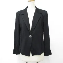 ピエールカルダン Pierre Cardin ジャケット テーラード シングル 長袖 1B 裏なし チェック 黒 ブラック Mのサムネイル