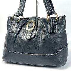美品 Samantha Thavasa サマンサタバサ トートバッグ オールレザー 本革 シボ革 黒 ブラック ゴールド金具 A4のサムネイル