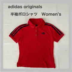 adidas originals　アディダスオリジナルス　ポロシャツ　赤　夏物　刺繍ロゴ　トレフォイルロゴ　Y2K　ヴィンテージ　希少　小さめ　レディース　Mのサムネイル