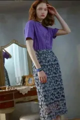 新品) anna sui フラワー刺繍 レース スカート 66のサムネイル