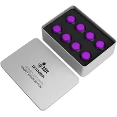 Qanba Gravity KS アケコン ボタン 静音ボタン 高耐久 クァンバ グラビティ KS レバーレス ボタン交換にも対応(8-クリア黒枠紫 (Cr black+pur), D Project(30mm×8個)箱入り)Juのサムネイル