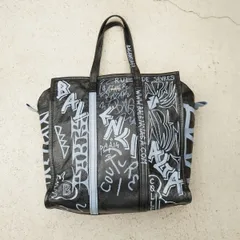 美品 国内正規 BALENCIAGA バレンシアガ 480792-1090-x-538735 バザール ショッパー トート バッグ グラフィティ デムナ期 M 本物 黒4194Q♪のサムネイル