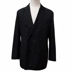 美品★HERMES エルメス 23SS シワ加工 無地 ダブルブレストジャケット アウター ブラック 46 イタリア製 正規品 メンズのサムネイル