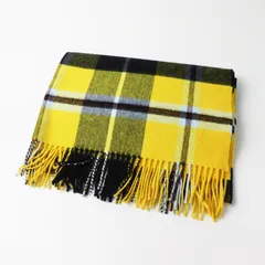 美品 トラディショナルウェザーウェア Traditional Weatherwear ウールカシミヤ タータンチェック 大判ストール 黄色┃【2400015066912】のサムネイル