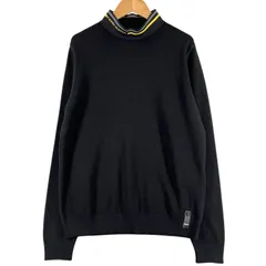 極美品▲FENDI フェンディ 2021年製 FZY464 バージンウール ロゴデザイン ハイネック 長袖 ニット ブラック 46 イタリア製 正規品 メンズのサムネイル