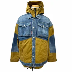 美品□DSQUARED2 ディースクエアード 23SS S71AN0412 Oversize Bomber デニムドッキングブルゾン ブルー ベージュ 46 イタリア製 正規品のサムネイル