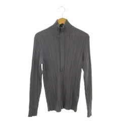 シーケーカルバンクライン ck Calvin Klein ニット セーター ウール M グレー リブ編み ハイネック ハーフジップ 長袖 /AO34 ■GY70のサムネイル