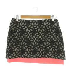 ダイアンフォンファステンバーグ DIANE von FURSTENBERG スカート 6 黒 ブラック ピンク レース ローライズ /MN5 ■GY53のサムネイル