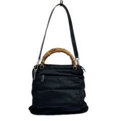 極美品 肩がけok GUCCI バンブーハンドル ショルダーバッグ ブラック 