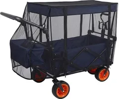 IMPACTオンライン アウトドアワゴン キャリーワゴン レインカバー カートワゴン 屋根 (黒 メッシュ,  約115cmx51cmx75cm)