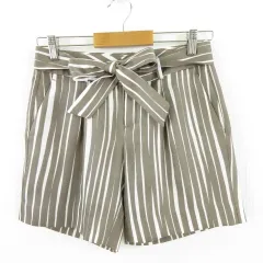バナナリパブリック BANANA REPUBLIC ショートパンツ  タック 総柄 茶 白 0 *T705のサムネイル