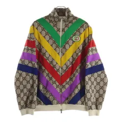 GUCCI (グッチ) GGスプリーム レインボー シェブロン ジップアップ トラックジャケット ベージュ/マルチ 580579のサムネイル
