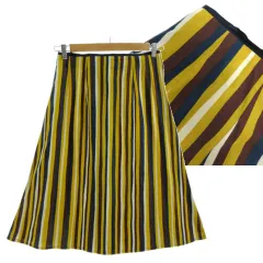 ズッカ zucca マルチストライプコットンフレアスカート ZU78-FQ027 ミディ丈 日本製 イエロー 黄色 ブラウン 茶 ブルー系 青系 ベージュ Mのサムネイル