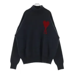 AMI Alexandre Mattiussi (アミアレクサンドルマテュッシ) Knit Sweater ハートロゴ タートルネックセーター ウールニット グレー UKS402.018のサムネイル