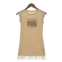 クロエ CHLOE ワンピース フロッキーロゴ 風景プリント フリルスリーブ 裾フリンジ コットン ピンクベージュ マルチカラー 10のサムネイル