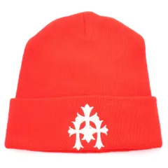 CHROME HEARTS (クロムハーツ) WACH CAP CROSS ワッチキャップ セメタリークロスデザイン ビーニー 帽子 レッドのサムネイル