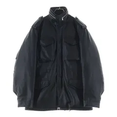 A BATHING APE (アベイシングエイプ) M65 中綿入り カウレザー ミリタリーフライトジャケット ブラックのサムネイル