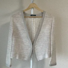 【Aquascutum　アクアスキュータム】レディース　ノーカラーツイードジャケット　ライトベージュ　1/10のサムネイル