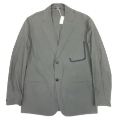 未使用 23ss HERMES エルメス コットン テーラードジャケット シングル 2釦 ブレザー パイピング 50 オリーブ カーキ メンズ 古着 中古 USEDのサムネイル