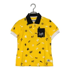 中古 レディース ホーンガーメント HORN GARMENT 半袖ポロシャツ 36(S) 黄 イエロー 総柄 ストレッチのサムネイル