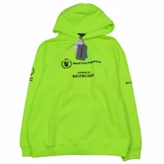 未使用 22年製 BALENCIAGA バレンシアガ World Food Program Hoodie スウェット パーカー プルオーバー カットソー S ネオングリーン メンズ レディース 古着 中古 USEDのサムネイル