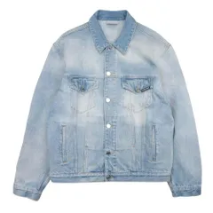 美品 23aw VETEMENTS VTMNTS ヴェトモン ベトモン バックロゴ 刺繍 デニムジャケット Gジャン ブルゾン XL ライトインディゴ メンズ 古着 中古 USEDのサムネイル