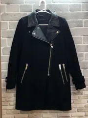 A【A7-39】◇ ZARA WOMAN タグ表記サイズM（USA）ライダースコート　ブラックのサムネイル