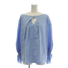 ダブルスタンダードクロージング ダブスタ DOUBLE STANDARD CLOTHING シャツ ブラウス 36 水色 ライトブルー フリル袖 長袖 Vネック /LP38のサムネイル