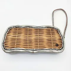 ebagos 紅籐 レザー 革  ロングウォレット ゴートメタリック 小銭入れあり 長財布 シルバー ベージュ レディース エバゴス【中古】6-0527G∞のサムネイル