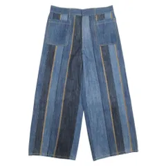 新品同様 Christian Dior クリスチャンディオール 21ss ストライプ パッチワーク ワイドデニム パンツ ジーンズ 30 インディゴ レディース 古着 中古 USEDのサムネイル