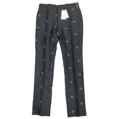 未使用 FENDI フェンディ 19ss FENDI FIEND ロゴ ジャガード スラックス パンツ トラウザー シルク混 50 黒 ブラック メンズ 古着 中古 USEDのサムネイル