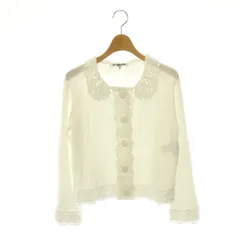 49アベニュー ジュンコシマダ 49AV. junko shimada レース衿付きカーディガン 長袖 38 白 ホワイト /SY ■OS ■SHのサムネイル