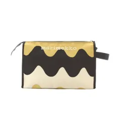マリメッコ marimekko Media Pikku Lokki ポーチ 黄 イエロー ネイビー アイボリー 波柄 /RI ■OSのサムネイル