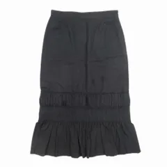 美品 DRIES VAN NOTEN ドリスヴァンノッテン シャーリングデザイン ミモレスカート コットンリネン 膝下丈 ギャザー 34 黒 レディース 古着 中古 USEDのサムネイル