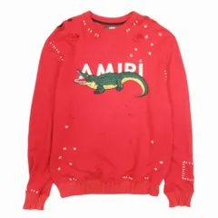 美品 AMIRI アミリ 18ss アリゲーター ショットガン ダメージ加工 スウェット 裏毛 トレーナー トップス M 赤 メンズ 古着 中古 USEDのサムネイル