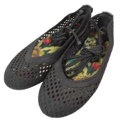 未使用 Christian Dior クリスチャンディオール DIOR POEME メッシュ レースアップ フラットシューズ パンプス 36.5 ブラック レディース 古着 中古 USEDのサムネイル