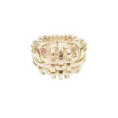 未使用 BURBERRY バーバリー チェックモチーフ オープンケージ リング 指輪 アクセサリー ジュエリー 10号/50 ゴールド メンズ レディース 古着 中古 USEDのサムネイル