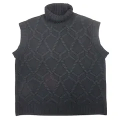 美品 21ss BLAMINK ブラミンク ウールカシミヤ ケーブルニット ベスト タートルネック ノースリーブ セーター 38 ブラック レディース 古着 中古 USEDのサムネイル