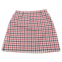 未使用 22SS Christian Dior クリスチャンディオール ウール チェック柄 台形スカート ショート ミニ 34 レッド ネイビー ホワイト レディース 古着 中古 USEDのサムネイル