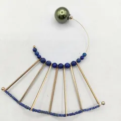 H.P.FRANCE フリルストーンピアス ロングスティック 片耳用 ピアス ゴールド ブルー レディース アッシュ・ペー・フランス【中古】6-0212G∞のサムネイル