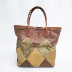 HENRY CUIR 革 レザー 犬 刺繍 パッチワーク A4サイズ トートバッグ ブラウン 多色 レディース アンリークイール【中古】6-0127G◎のサムネイル