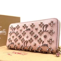 未使用に近い クリスチャンルブタン Christian Louboutin パネトーネ ラウンドファスナー 長財布 スタッズ スパイク レザー 本革 ピンク 夏休み 帰省 お盆 敬老の日 シルバーウィーク 秋 ギフト プレゼント ご褒美 レディースのサムネイル