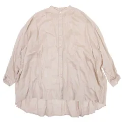 美品 suzuki takayuki スズキタカユキ over blouse ラミー バンドカラー シャツ 長袖 ブラウス オーバーサイズ ライトブラウン レディース 古着 中古 USEDのサムネイル