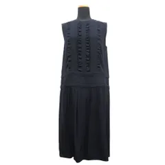 美品 PRADA プラダ 16SS フリル ノースリーブ フレア ワンピース ドレス カットソー バックジップ アーカイブ サイズ40 紺 ネイビー レディース 古着 中古 USEDのサムネイル